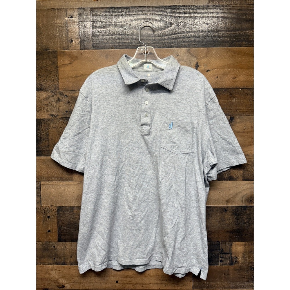 johnnie-O Polo Shirt Men's XL Gray Performance Chest Pocket Short‎ Sleeve Preppy